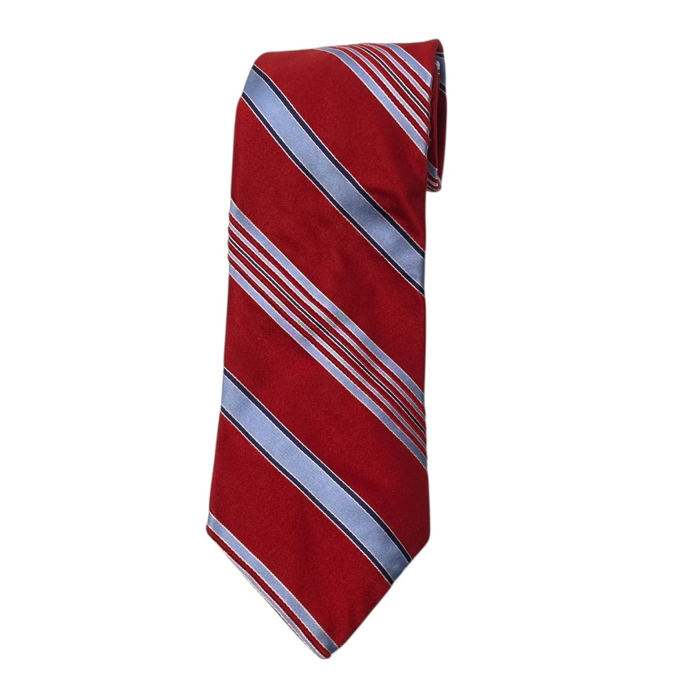 Tommy Hilfiger Necktie Silk Striped Candy Cane Business Career Red Blue B14Q